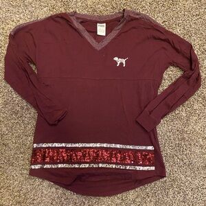 XS VS PINK vneck bling campus tee